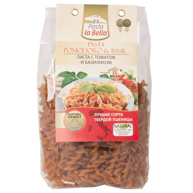 Макароны с томатом и базиликом Pasta la bella 250гр