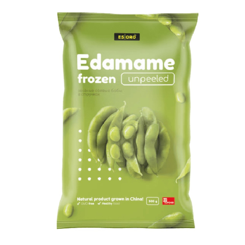 Бобы Зеленые соевые в стручках Edamame 500гр пакет Yakimal™ Россия (КОД 56262) (-18°С)