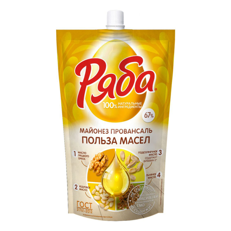 Майонез провансаль Польза масел Ряба 67% дой-пак 330г 