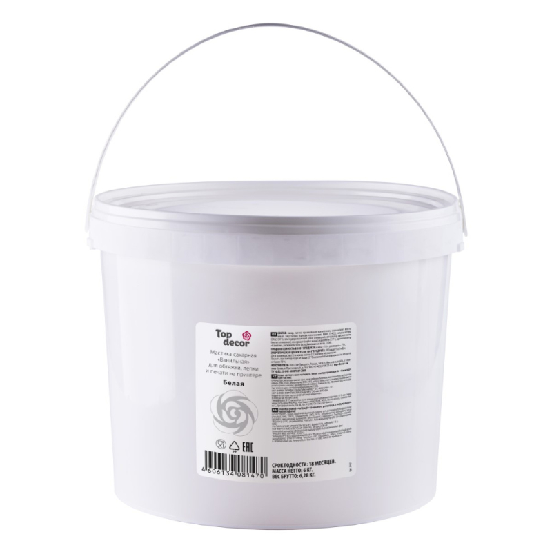 Мастика сахарная ванильная Белая Россия 6 кг шт (для Мантеры)