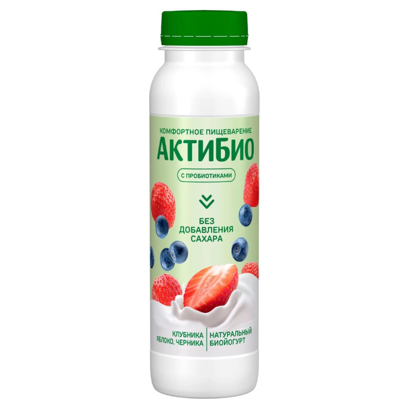 ЙОГУРТ ПИТЬЕВОЙ ЯБЛОКО-КЛУБНИКА-ЧЕРНИКА 260 гр АКТИБИО  (для Мантеры)