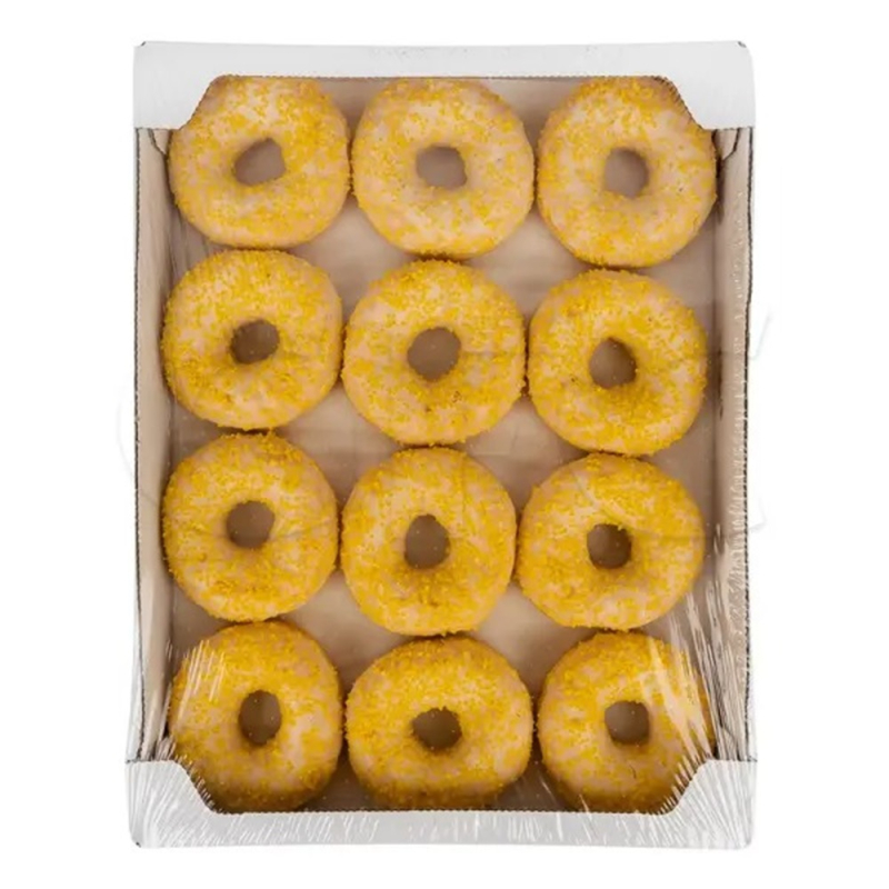 ДОНАТ лимонная начинка покрытие белая глазурь желтая посыпка 68 г (-F-), STOKSON, (для Мантеры)