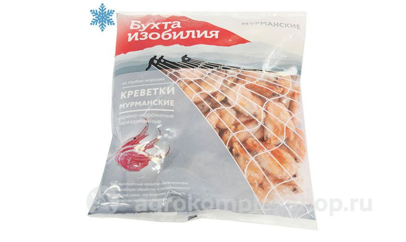Креветки "Мурманские" в/м, неразд. 8*500г (Бухта Изобилия)