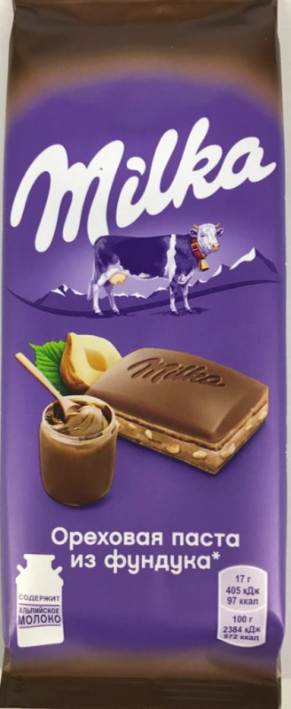 Шоколад МИЛКА мол. ореховая паста из фундука (дроб.) 85гр