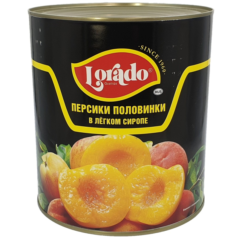 ПЕРСИКИ в сиропе половинки 3100 мл/3000 г, LORADO, Китай (для Мантеры)