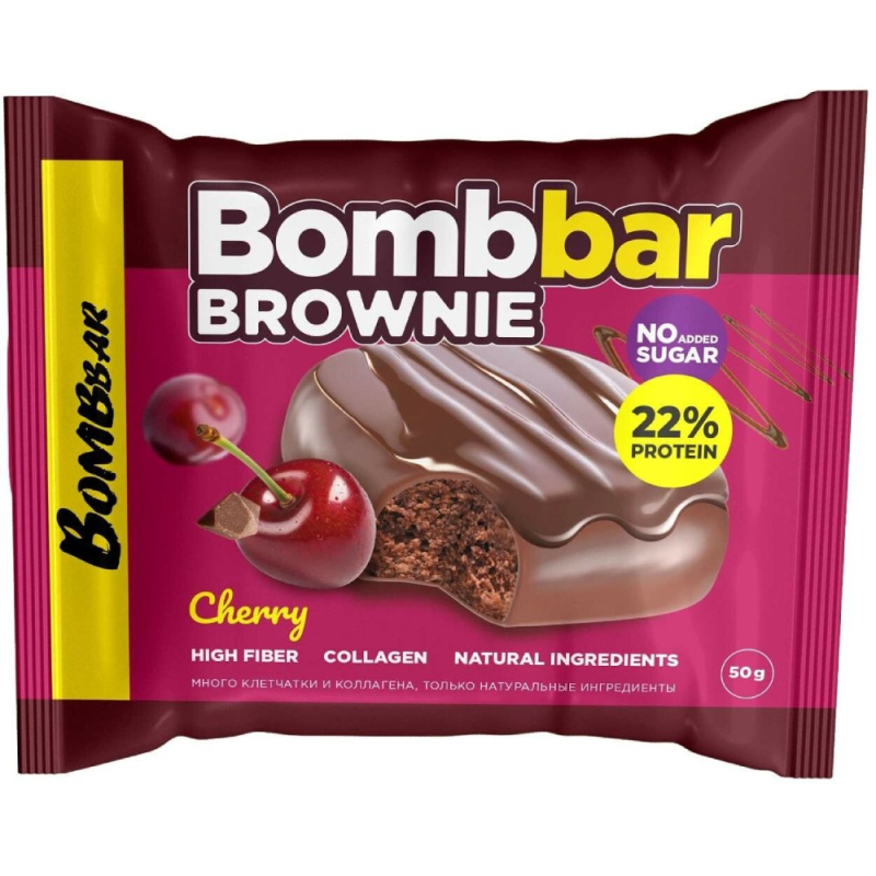 Печенье БРАУНИ "BOMBBAR" вишневый 50гр.