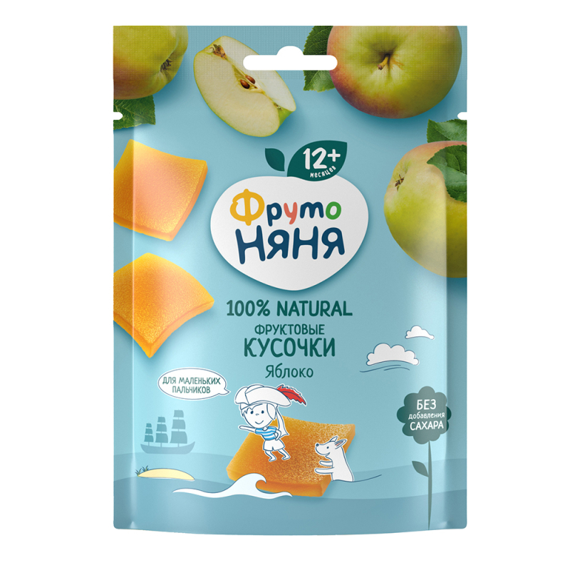 ФрутоНяня Фруктовые кусочки из яблок 10шт