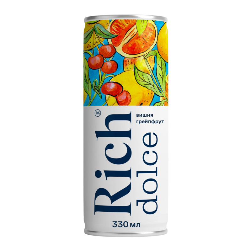 Напиток сокосодер.Rich Dolce из яблок, вишни и грейпфрута с аром.черешни 0,33ж/б / Мултон Партнерс