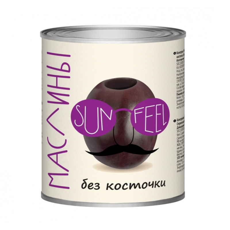Маслины черные б/к 3100 гр  SUNFEEL  Испания ж/б (для Мантеры)