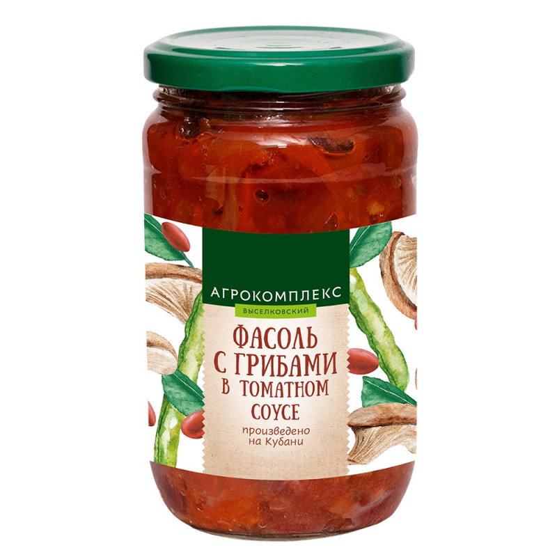 Фасоль с грибами в томатном соусе Агрокомплекс 360 г