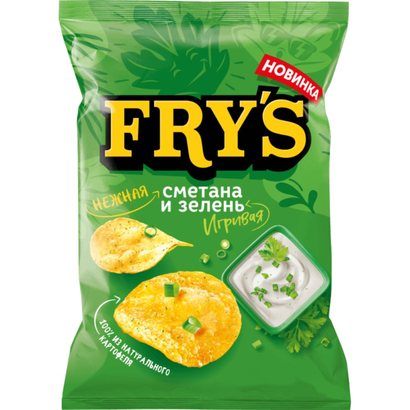 Чипсы из натур. картофеля FRY’S (Фрайс) вкус Нежная сметана и игривая зелень 130 г (для Мантеры)