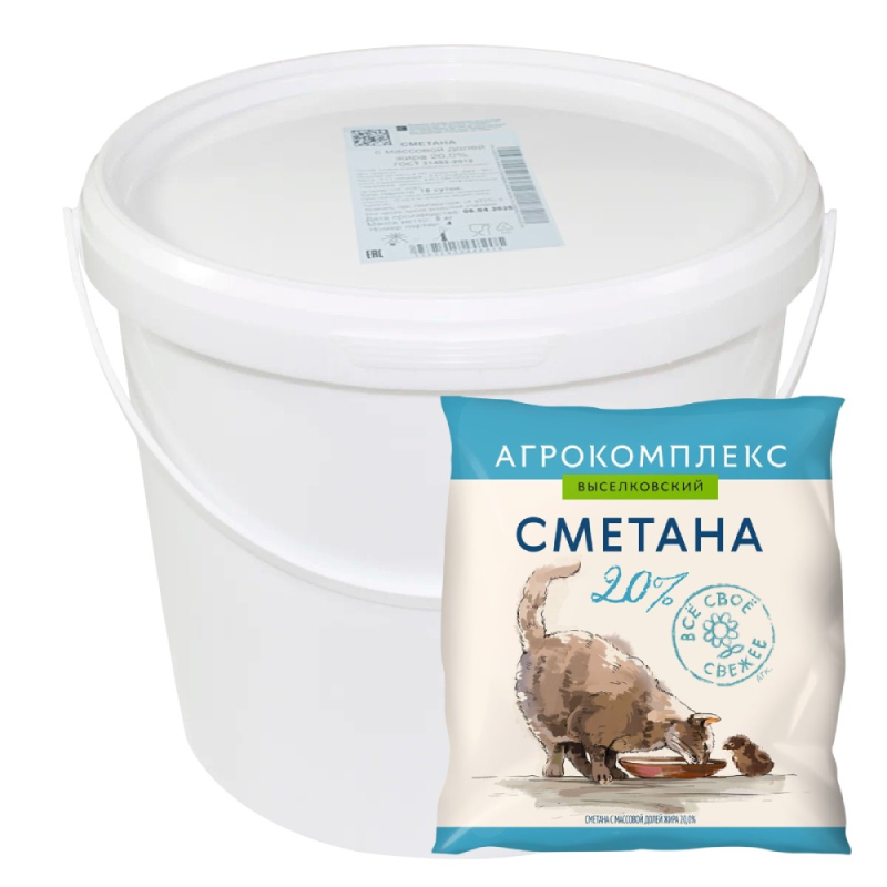 Сметана 20% 5 кг ведро Агрокомплекс