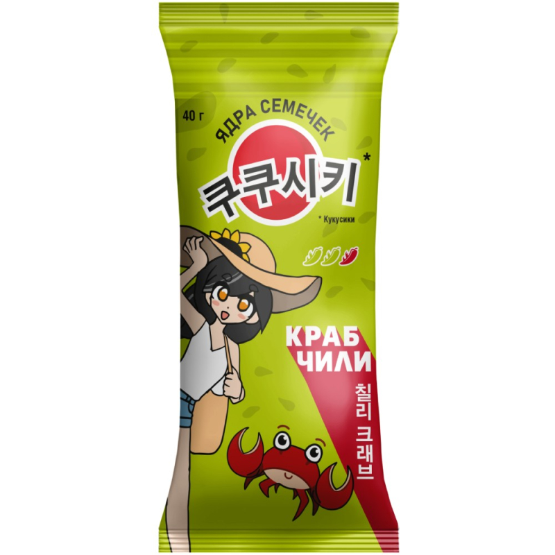 Ядра семечек подсолнечника жареные со вкусом краба с чили 40г