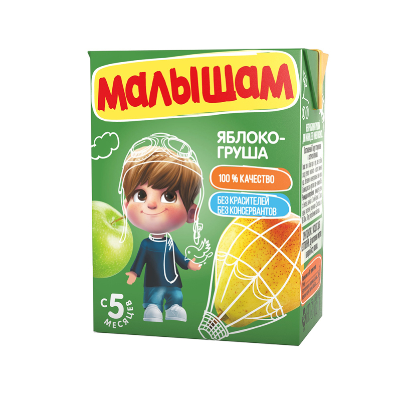 ФН Малышам 0,2 л Нектар яблочно-грушевый для питания детей раннего возраста
