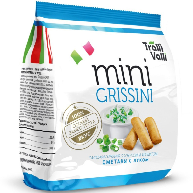 Палочки мини Гриссини и со сметаной и луком фас. 150 г Свежий хлеб