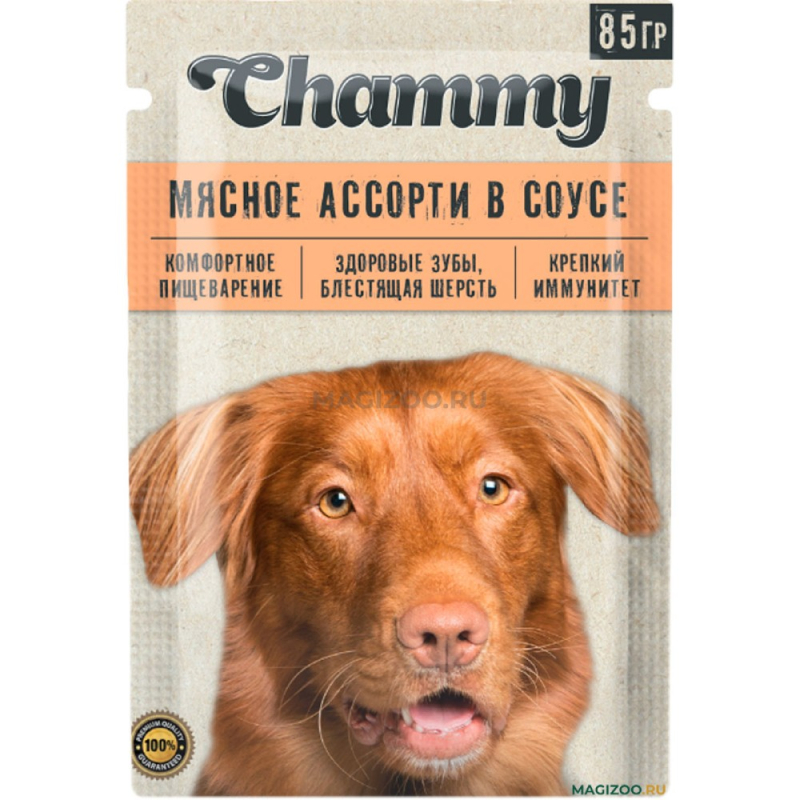 Корм для собак 85 г Chammy мясное ассорти в соусе м/уп