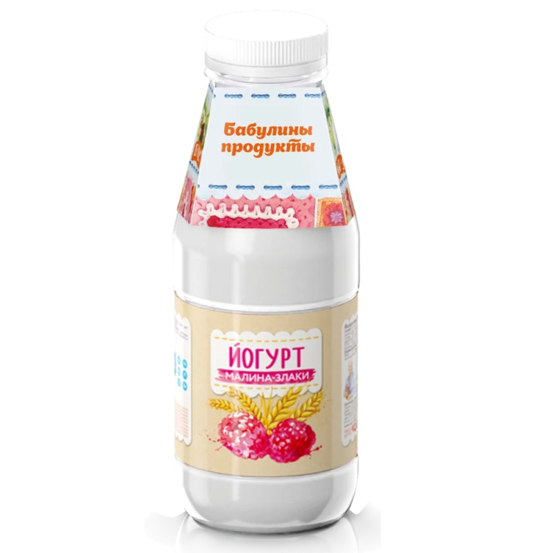 Йогурт "Бабулины продукты" Малина-Злаки 1,5% PET-бутылка 0,4 кг [м]