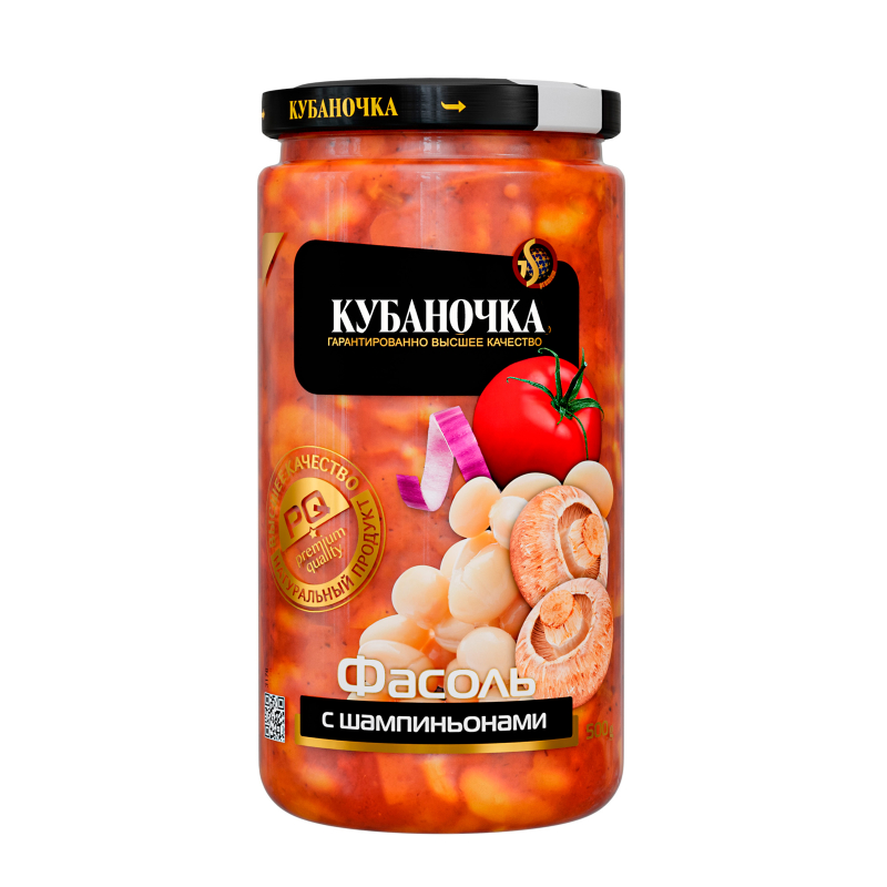 Фасоль с шампиньонами 500г ТМ Кубаночка ст/б