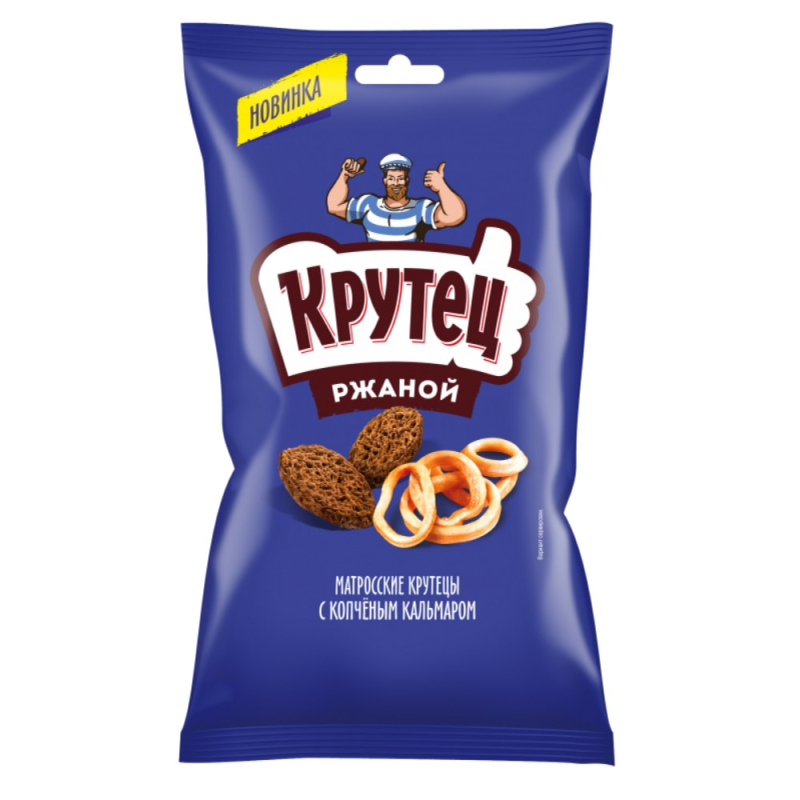 КРУТЕЦ Сухарики пшенично-ржаные 100г подушка Копченый кальмар