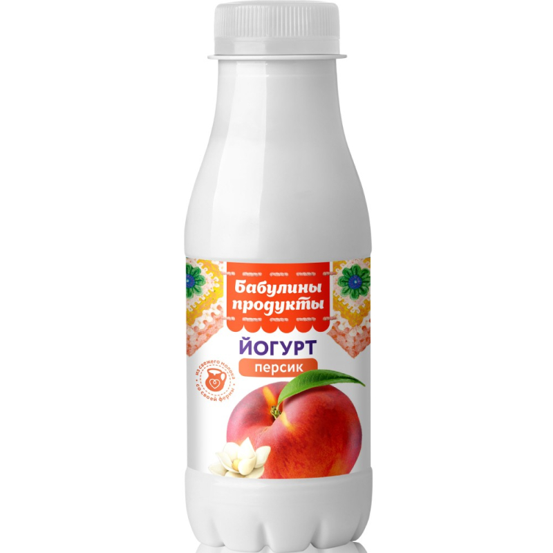 Йогурт "Бабулины продукты" Персик 1,5% PET-бутылка 0,29 кг[м]