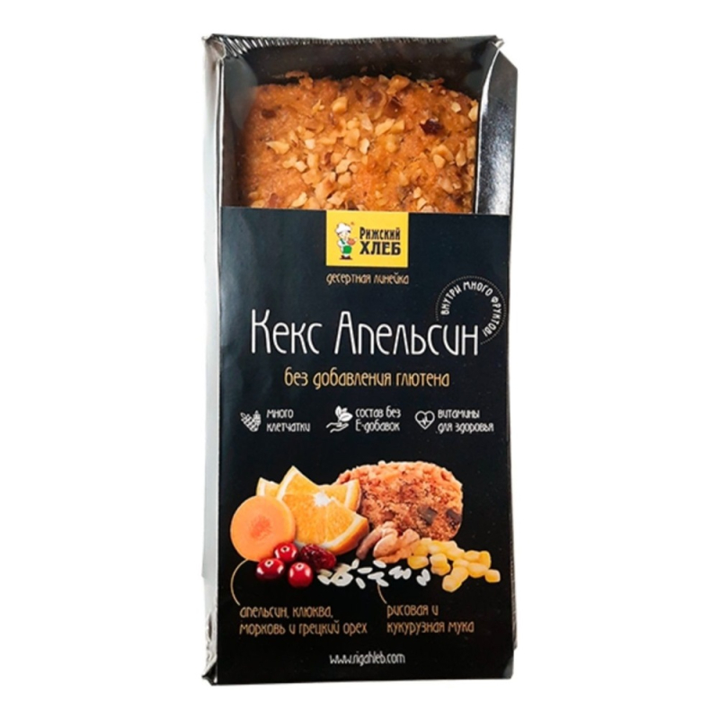Изделия кондитерские: "Кекс Апельсин" без добавления глютена из рисовой и кукурузной муки 350г Рижск
