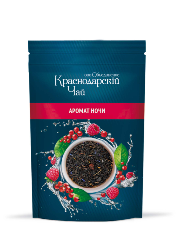 Чайный напиток Аромат ночи на основе черного чая Объединение Краснодарскiй чай 70г дой-пак