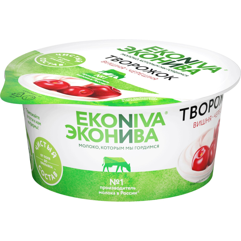 ПАСТА "ТВОРОЖОК" ЭКОНИВА ВИШНЯ/ЧЕРЕШНЯ 5% 125 ГР СТАКАН (6 ШТ)[м]