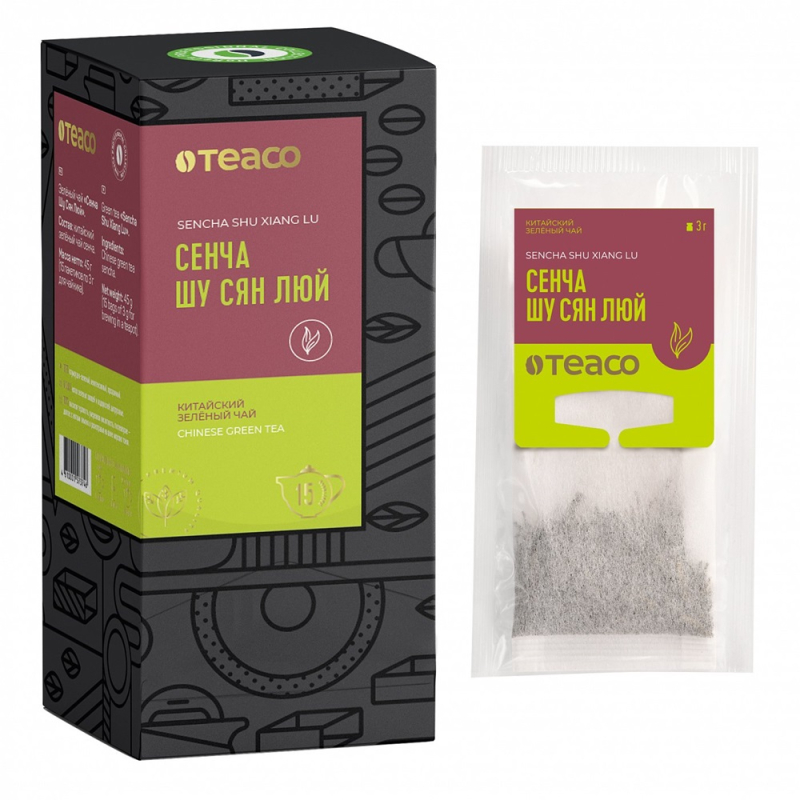 Чай пакетированный на чайник, Сенча Шу Сян Люй,ТЕА СО 15пак.(для Мантеры)