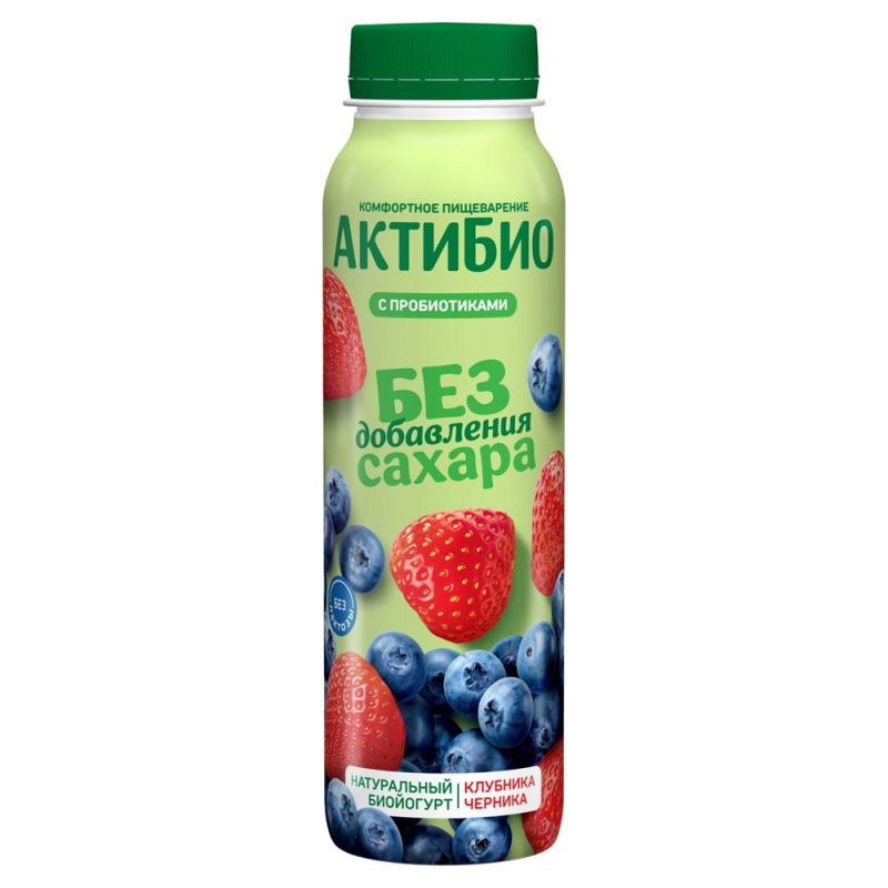 ЙОГУРТ ПИТЬЕВОЙ КЛУБНИКА-ЧЕРНИКА П9 260 гр АКТИБИО  (для Мантеры)