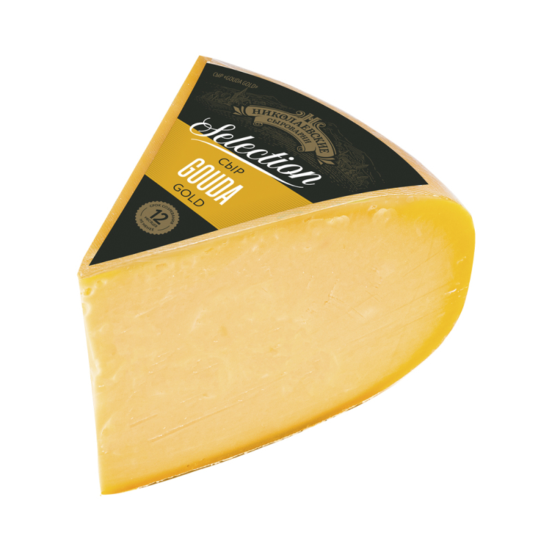 Сыр Gouda Gold м.д.ж.в с.в.45,0% 1/8 цилиндра весовой 1 кг Николаевские сыроварни