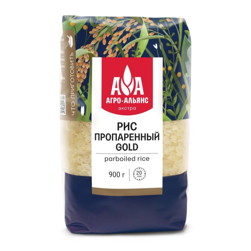 Рис "Агро-Альянс Экстра" Элитный пропаренный GOLD 900гр (для Мантеры)